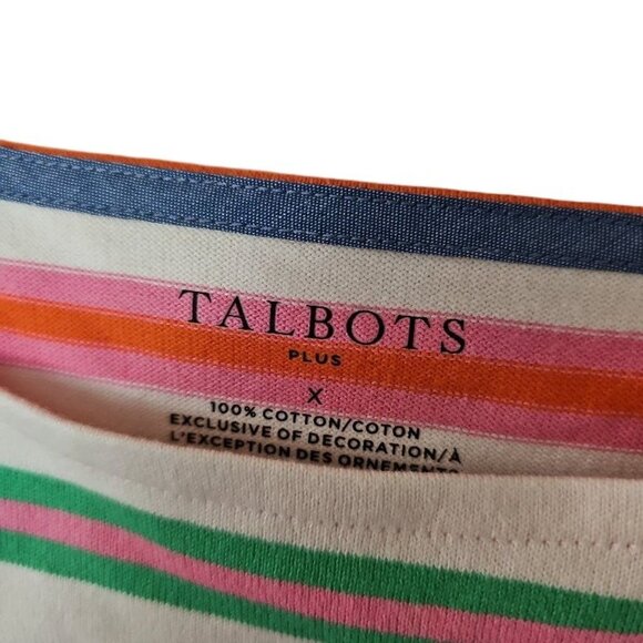 Talbots Tee Shirt Long Sleeve Tulip Stripe Plus Size X XL 100% Cotton - Picture 9 of 12